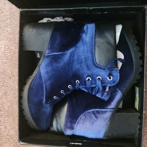 Velvet blue booties sz10